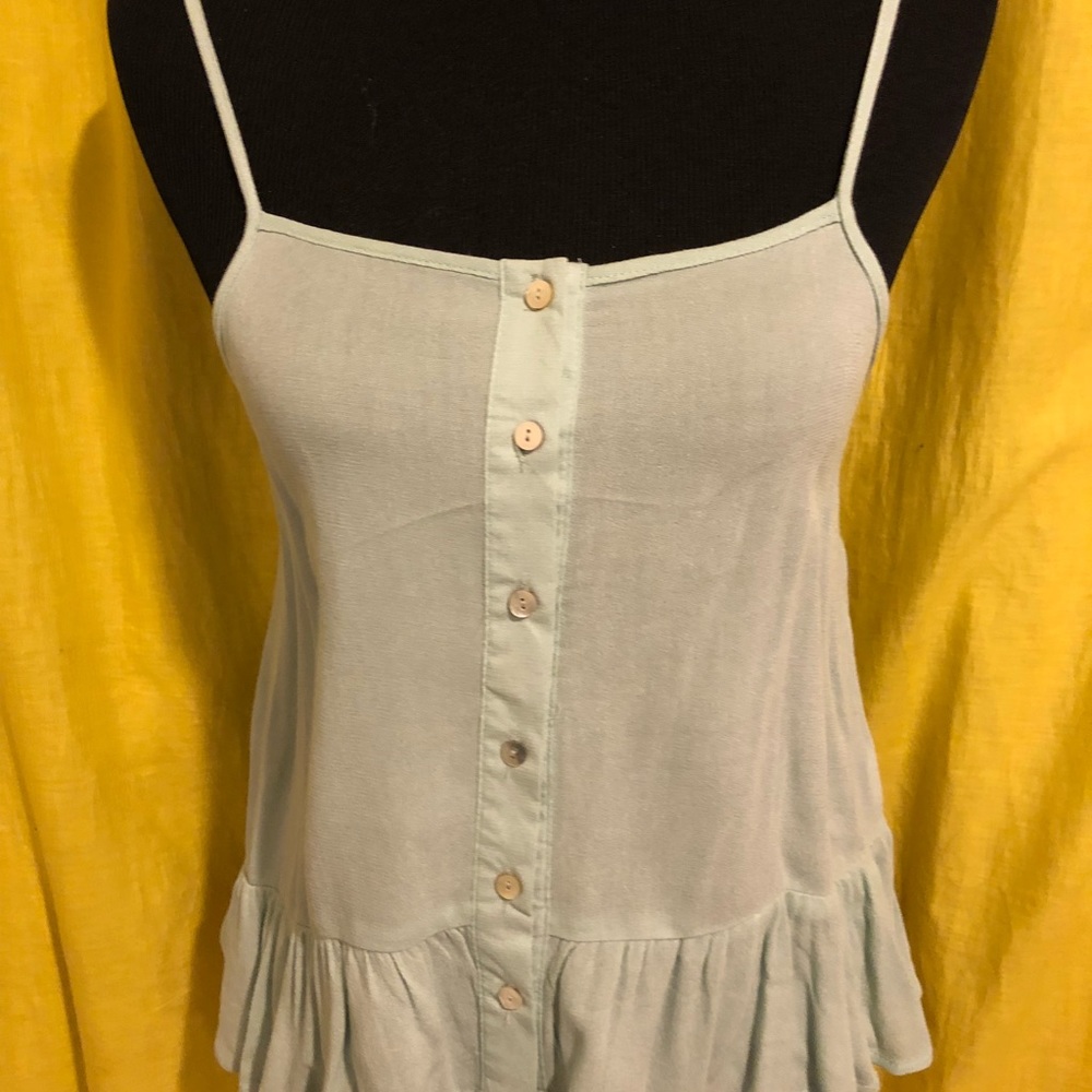Turquoise tank with button detail